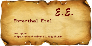 Ehrenthal Etel névjegykártya